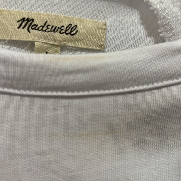Madewell nr246 white Structured Muscle Tee NWT size L- makeup stain - Picture 10 of 11